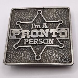VTG 1981 I'm a Pronto Person ITT Phillips Drill Tool Equipment Belt Buckle Metal